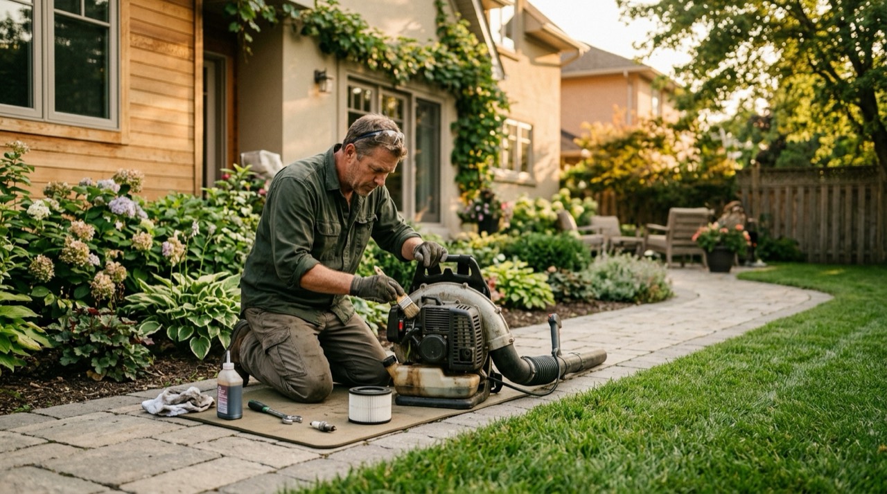 Trimmers, Edgers & Blowers — Backpack blower care in garden