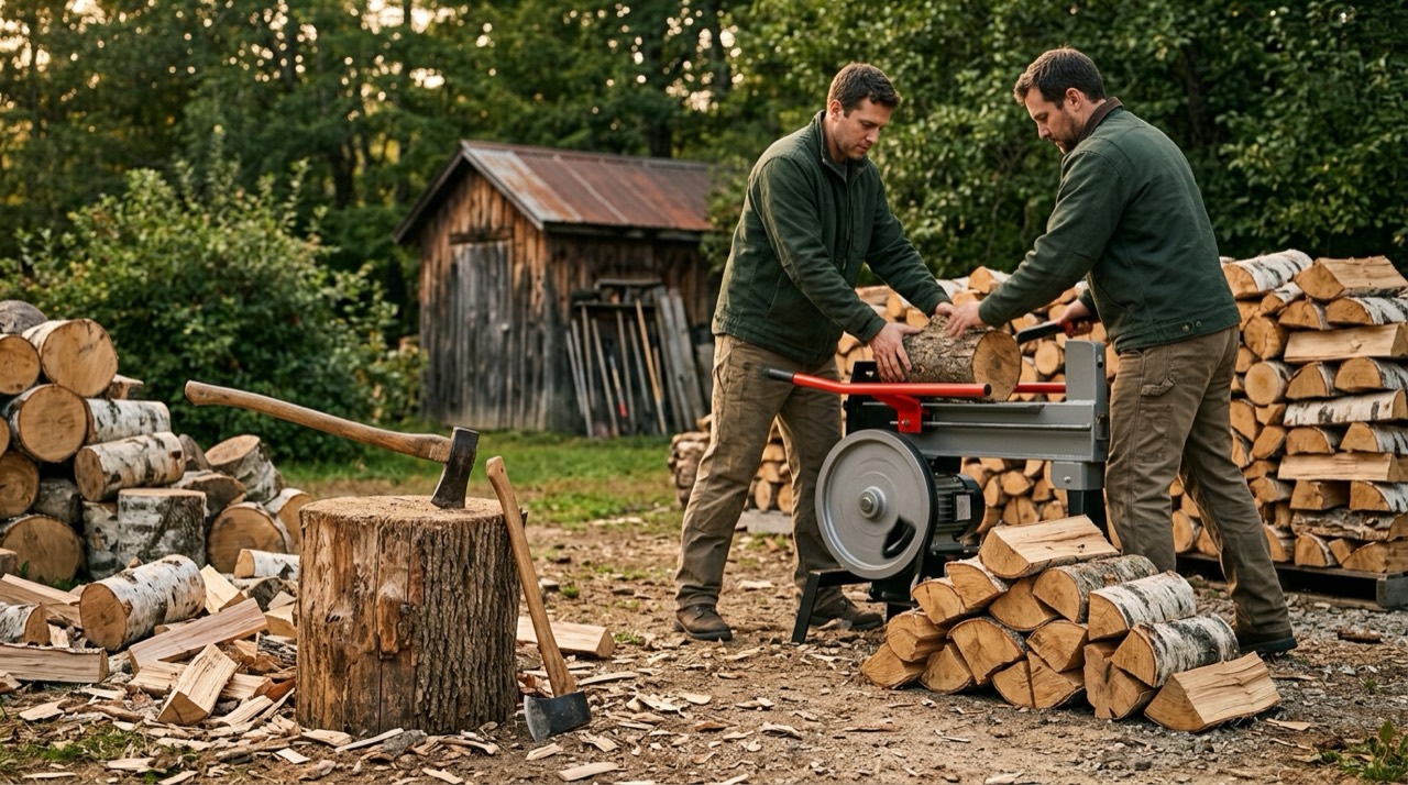 Wood Processing & Splitting — Backyard wood splitting area