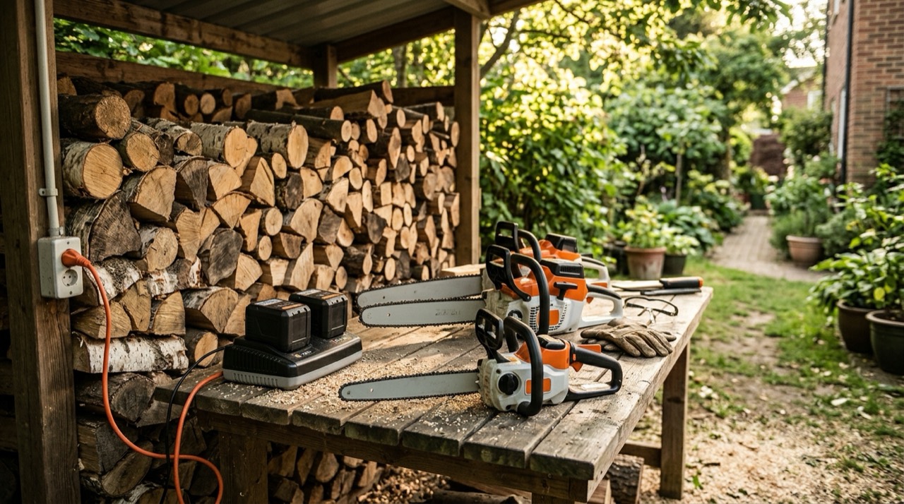 Battery chainsaw on workshop bench Battery Platform Guide — Battery chainsaw on workshop bench