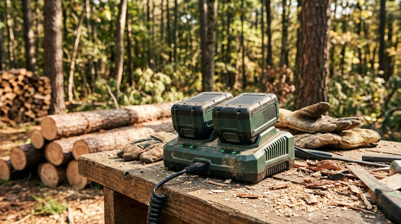Battery Chainsaws — Battery chainsaw outdoor work 1