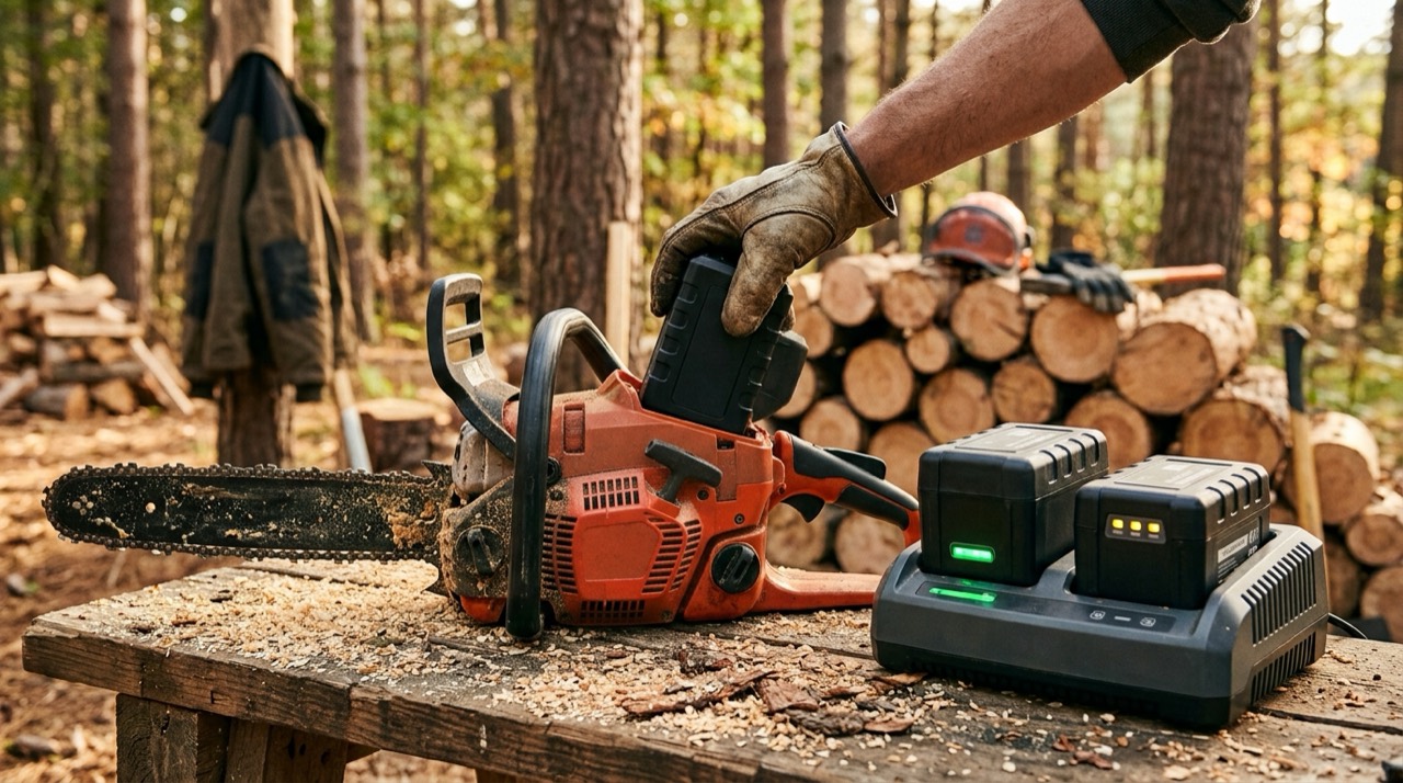 Battery Chainsaws — Battery chainsaw outdoor work