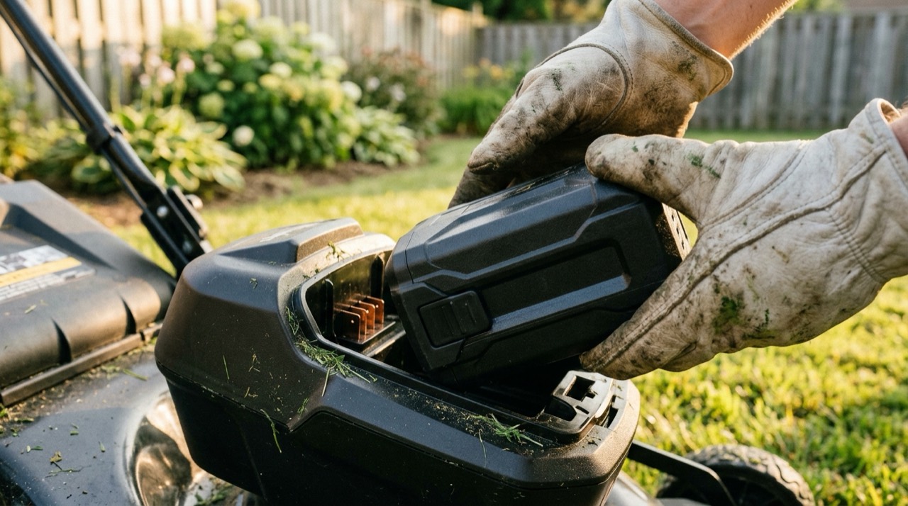 Battery Lawn Mowers — Battery lawn mower outdoors