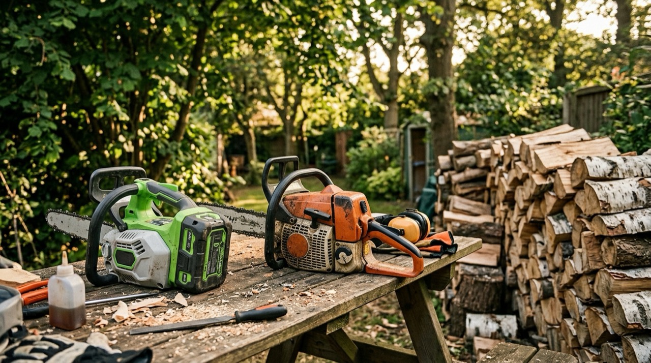 Battery vs Gas Aloft — Battery versus gas chainsaw comp