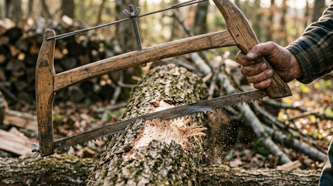 Bow Saws — Bow saw working outdoors