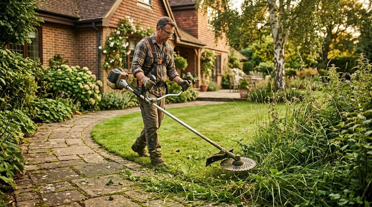 Brush Cutter Blades — Brush cutter blades on lawn