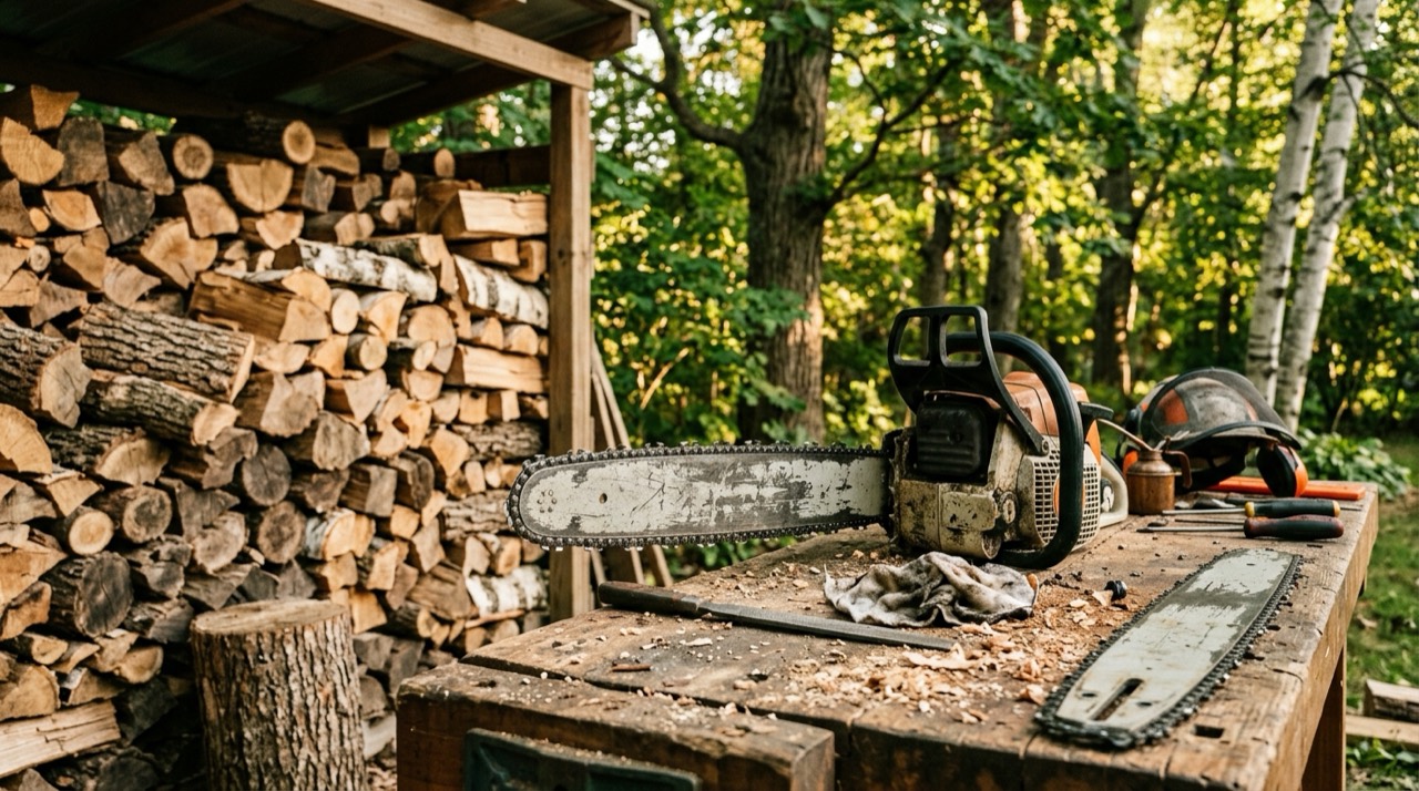 Chainsaw Bars — Chainsaw bars in home workshop