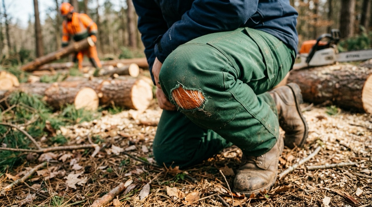Chainsaw Chaps & PPE — Chainsaw safety pants outdoors