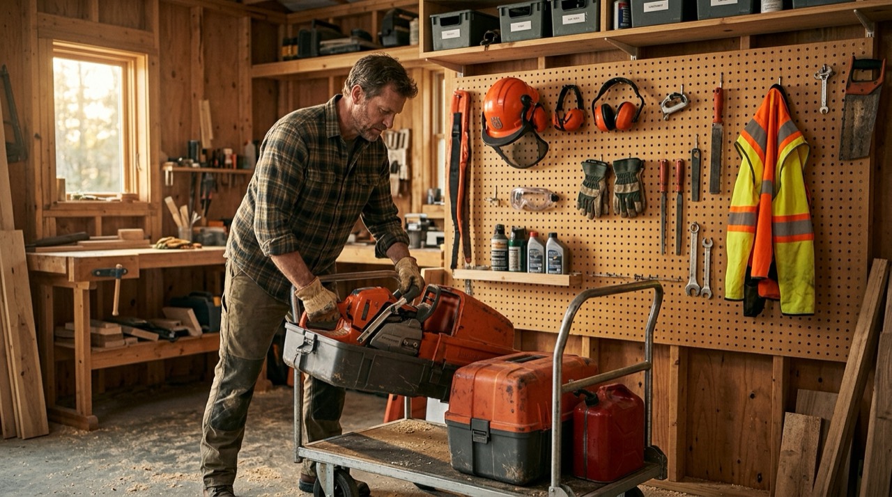 Chainsaw transport and storage w Chainsaw Transport & Storage — Chainsaw transport and storage w