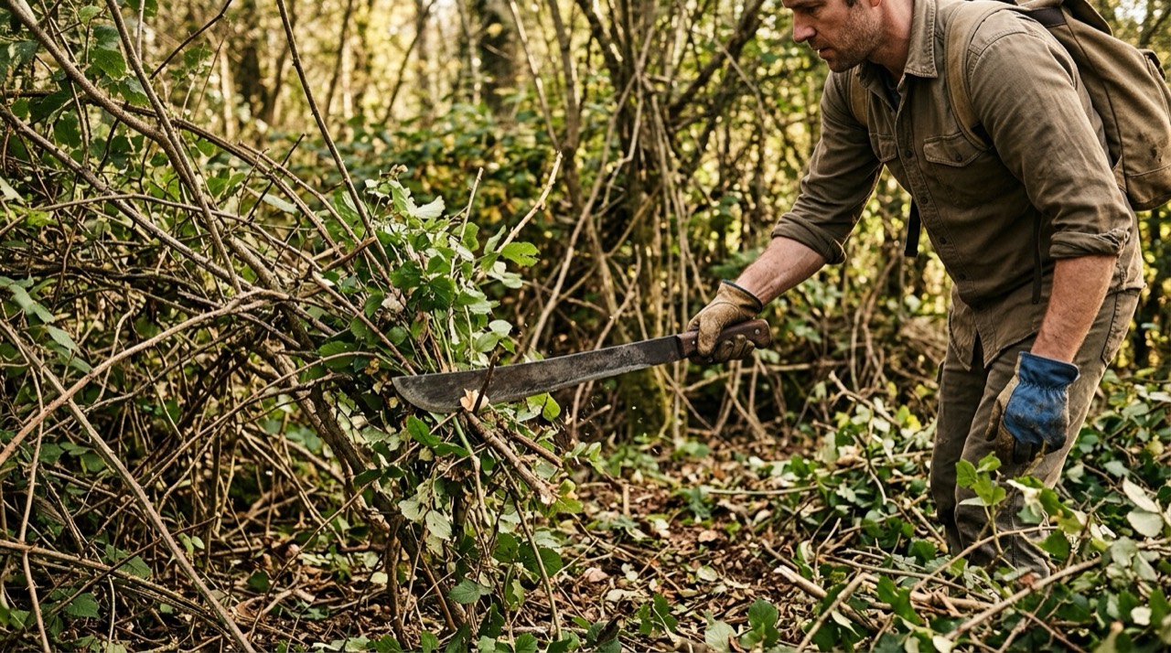 Clearing brush with machete Brush-Clearing Technique — Clearing brush with machete