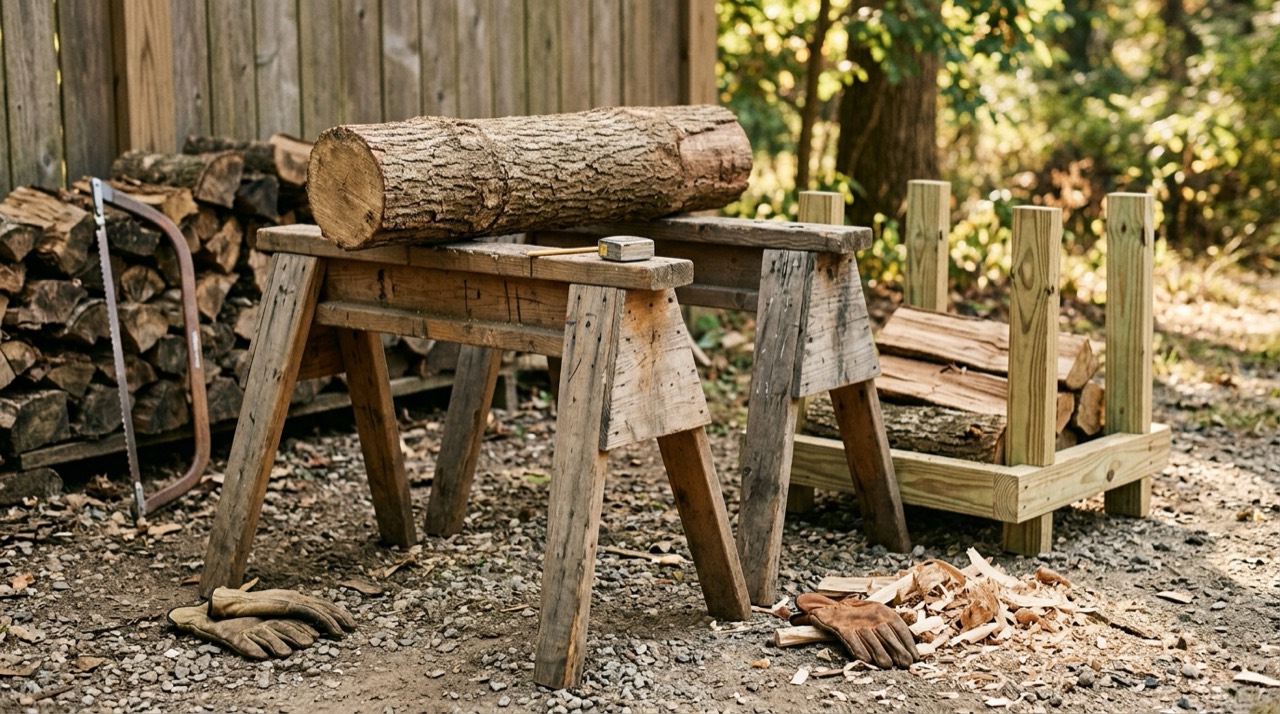 DIY Log Holder — Diy log holder outdoors
