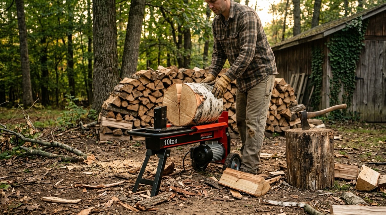 Indoor and Small-Space Use — Electric log splitter in backyard 202609081324 2