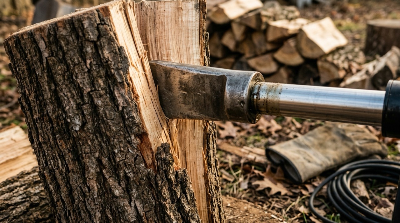 Electric log splitter working fe Tonnage and Firewood — Electric log splitter working fe