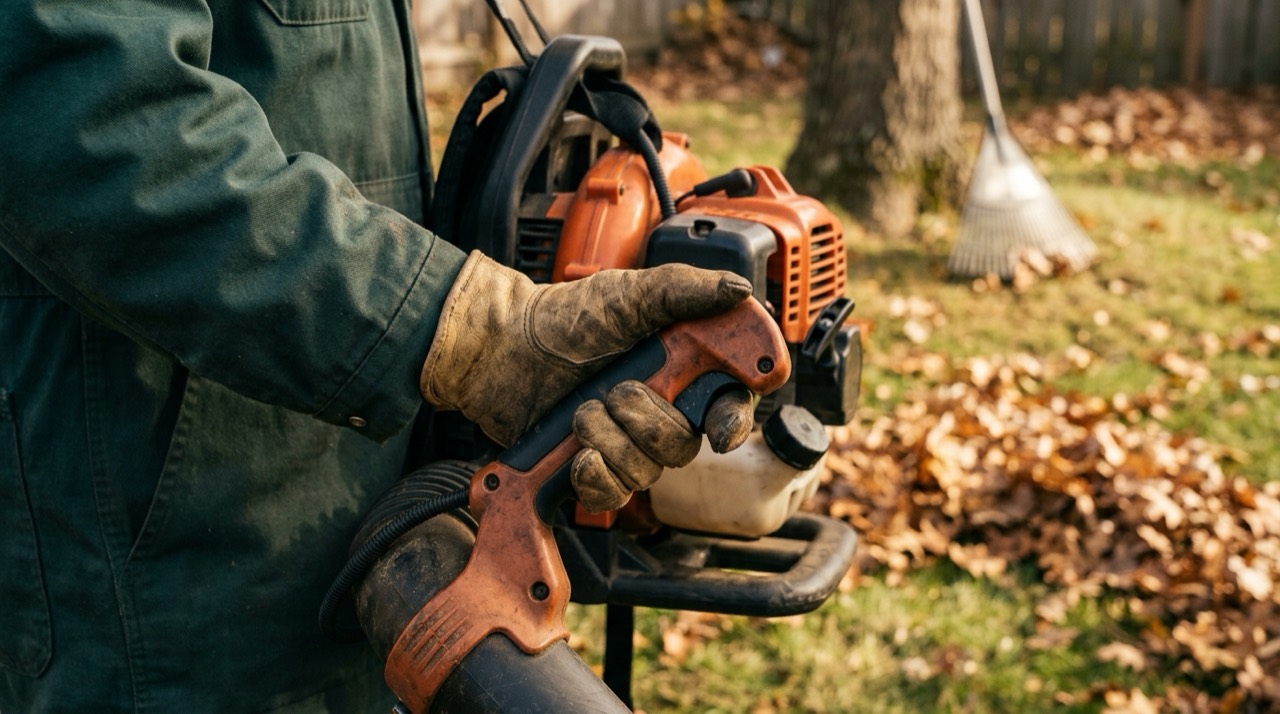 Gas Leaf Blowers — Gas leaf blower outdoors