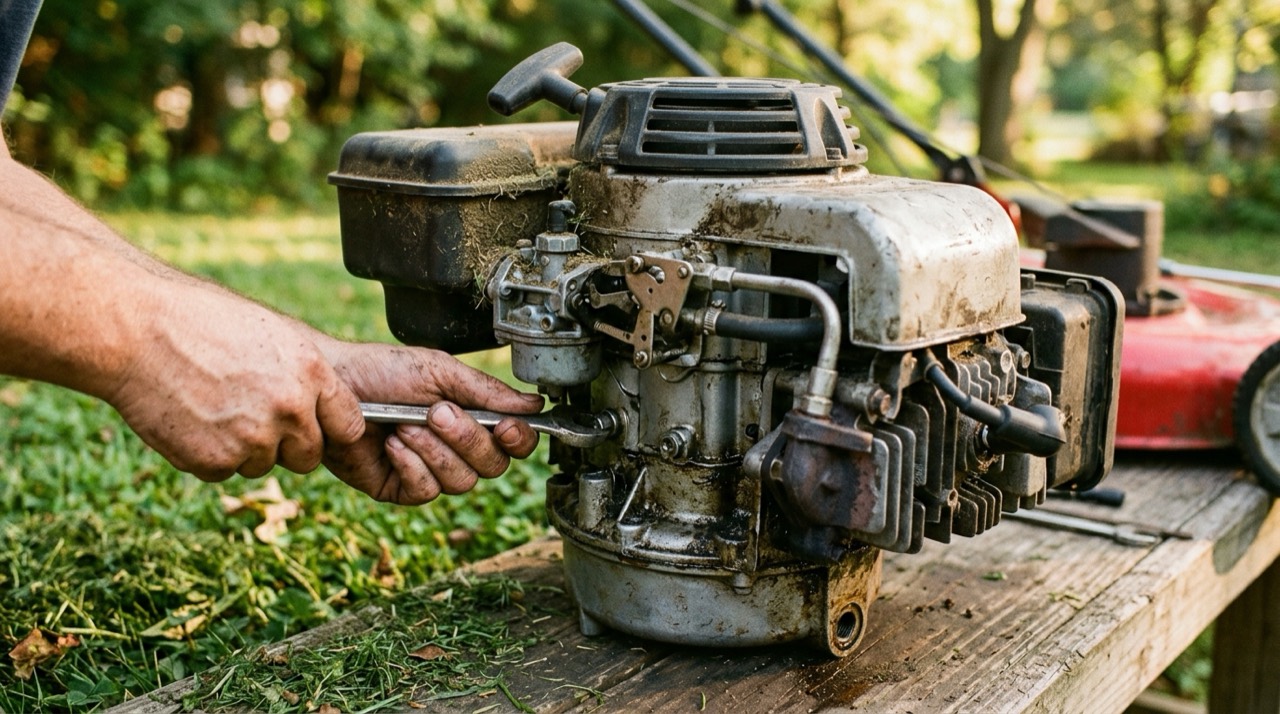 Gas Mower Engines — Gas mower engine photograph