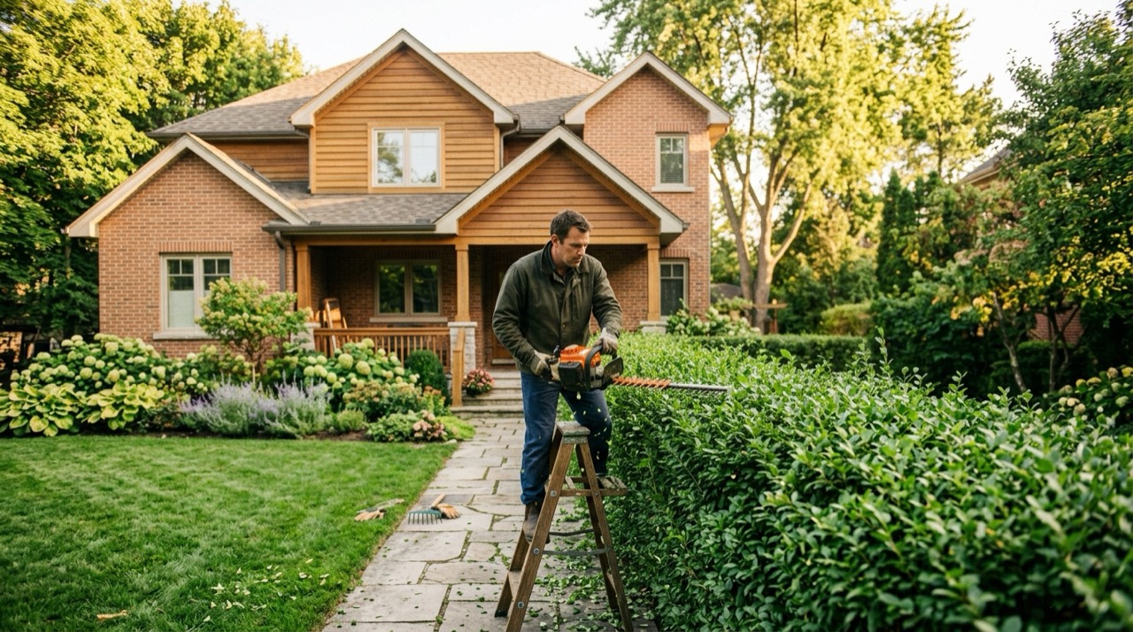 Hedge Trimmers — Hedge trimmers in use