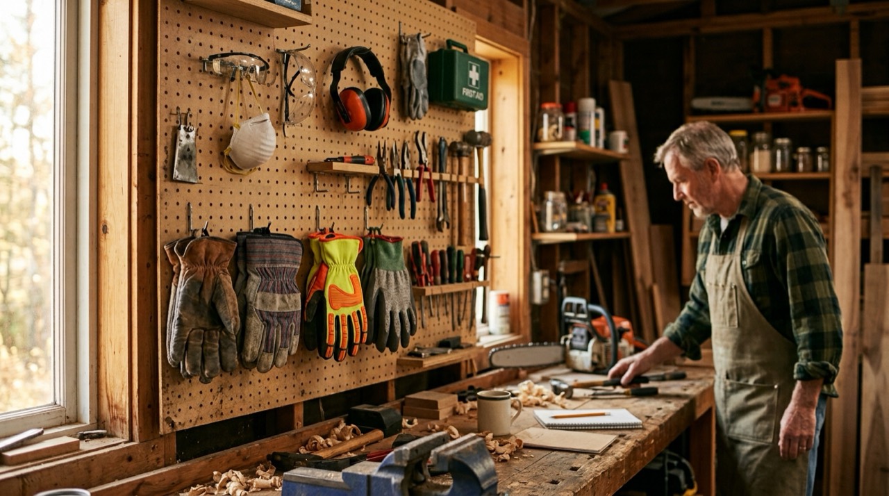 Husqvarna Chainsaw Range — Husqvarna glove range in workshop