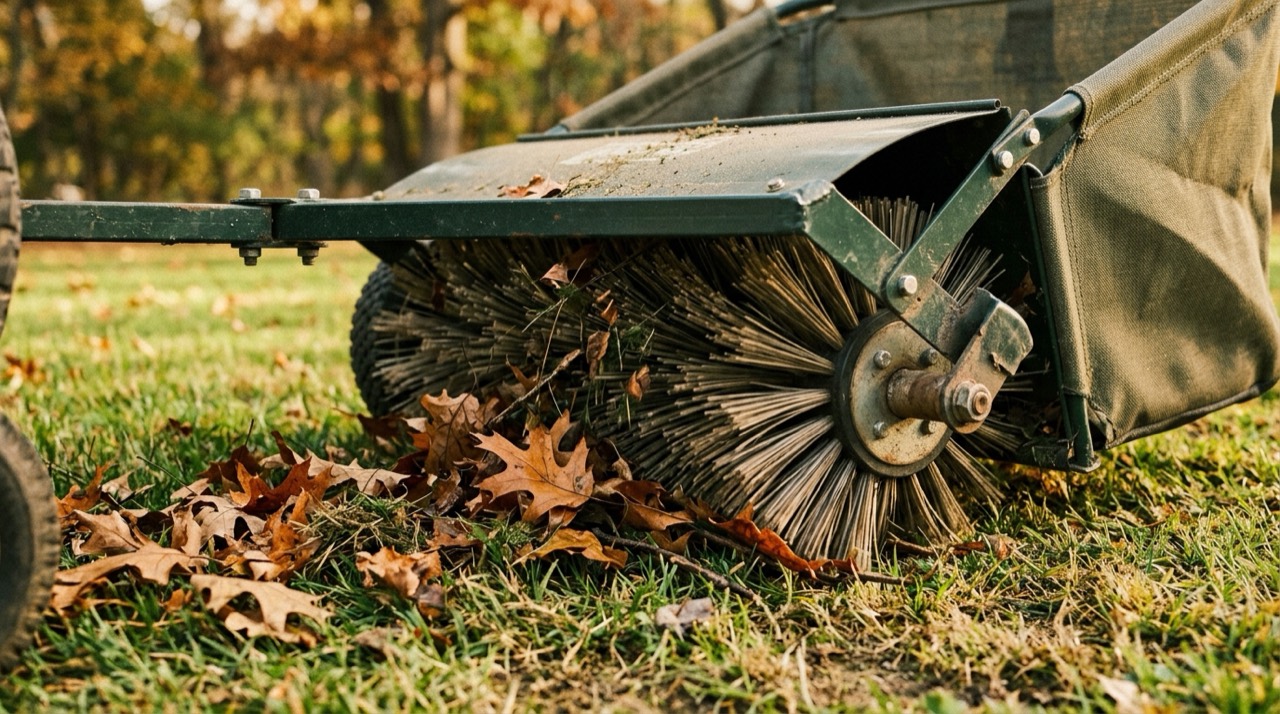 Lawn Sweepers & Vacuums — Lawn sweeper mechanism working o