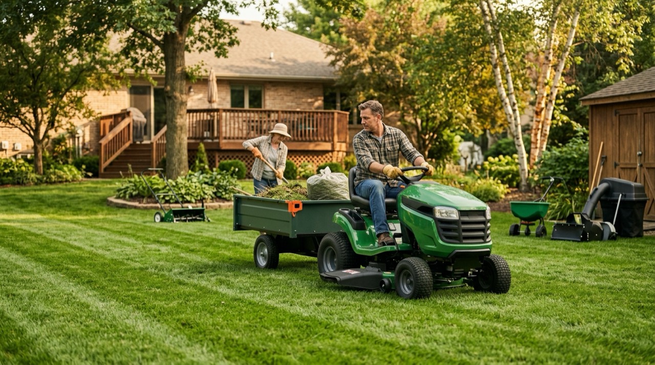 Lawn tractor attachments on grass Lawn Tractor Attachments — Lawn tractor attachments on grass
