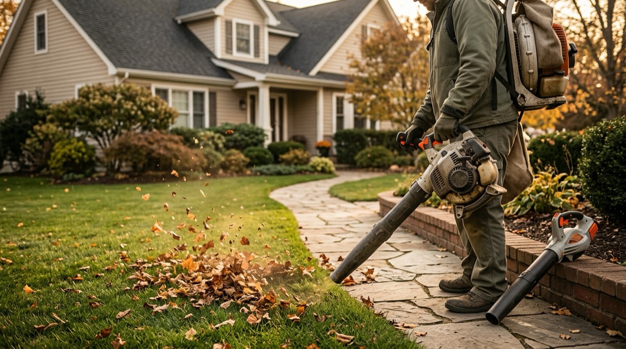 Best Leaf Blower — Leaf blower in garden path