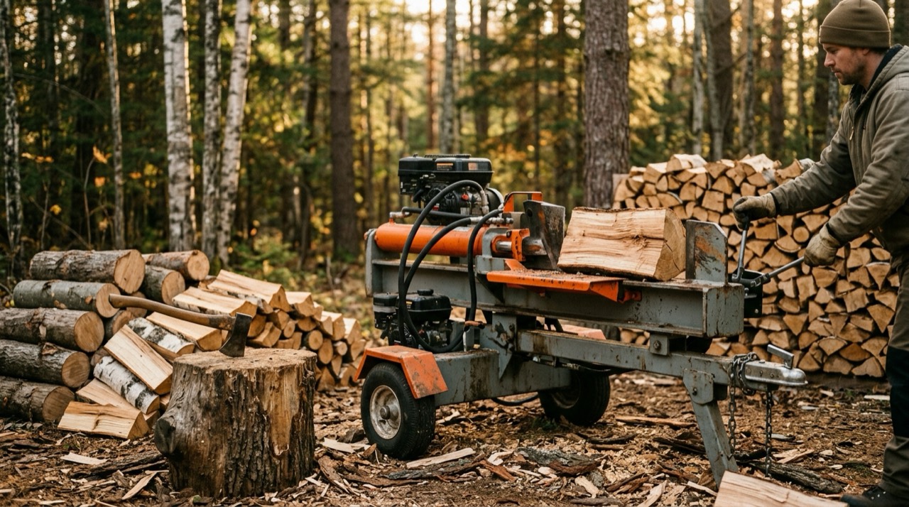 Gas & Hydraulic Log Splitters — Log splitter in use