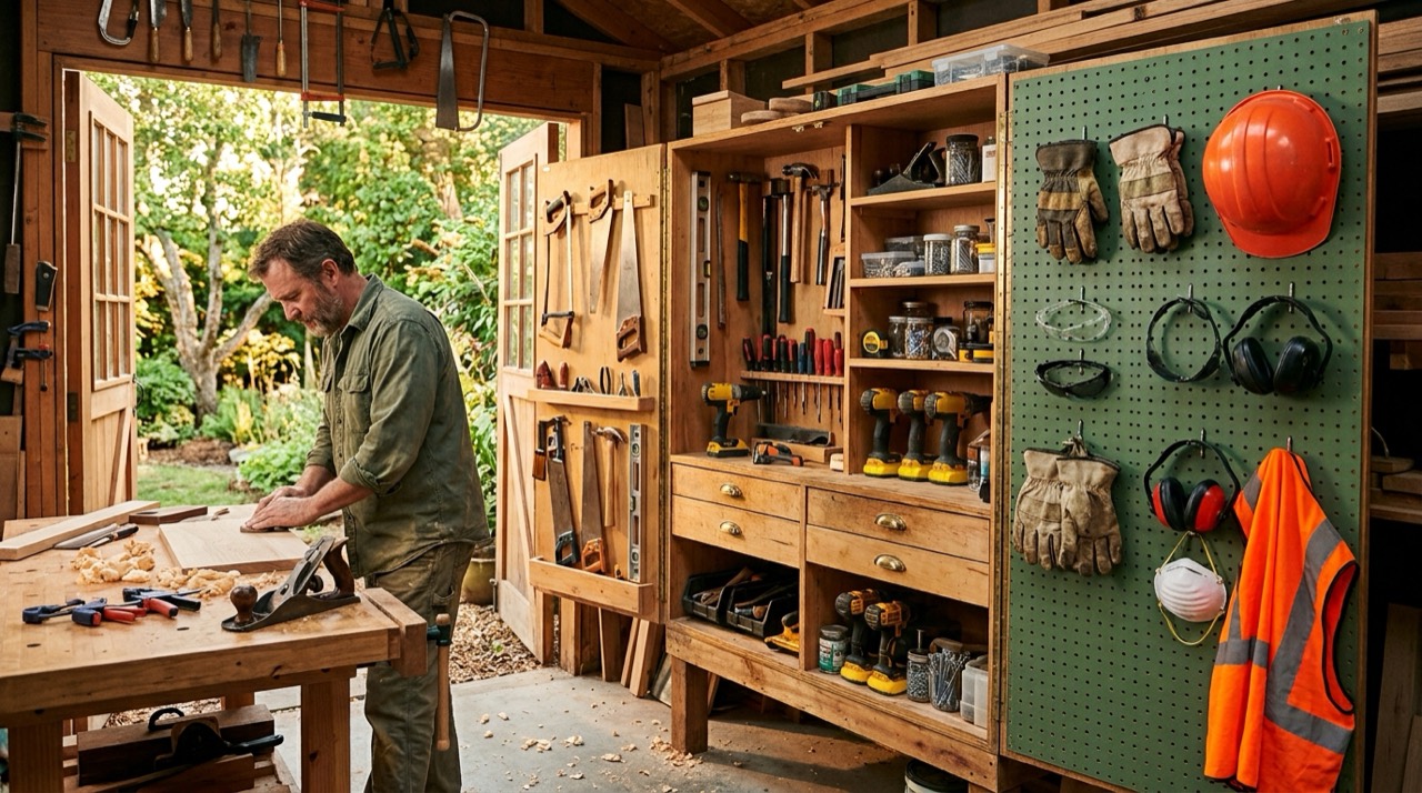 Outdoor Tool Storage — Outdoor tool storage in workshop