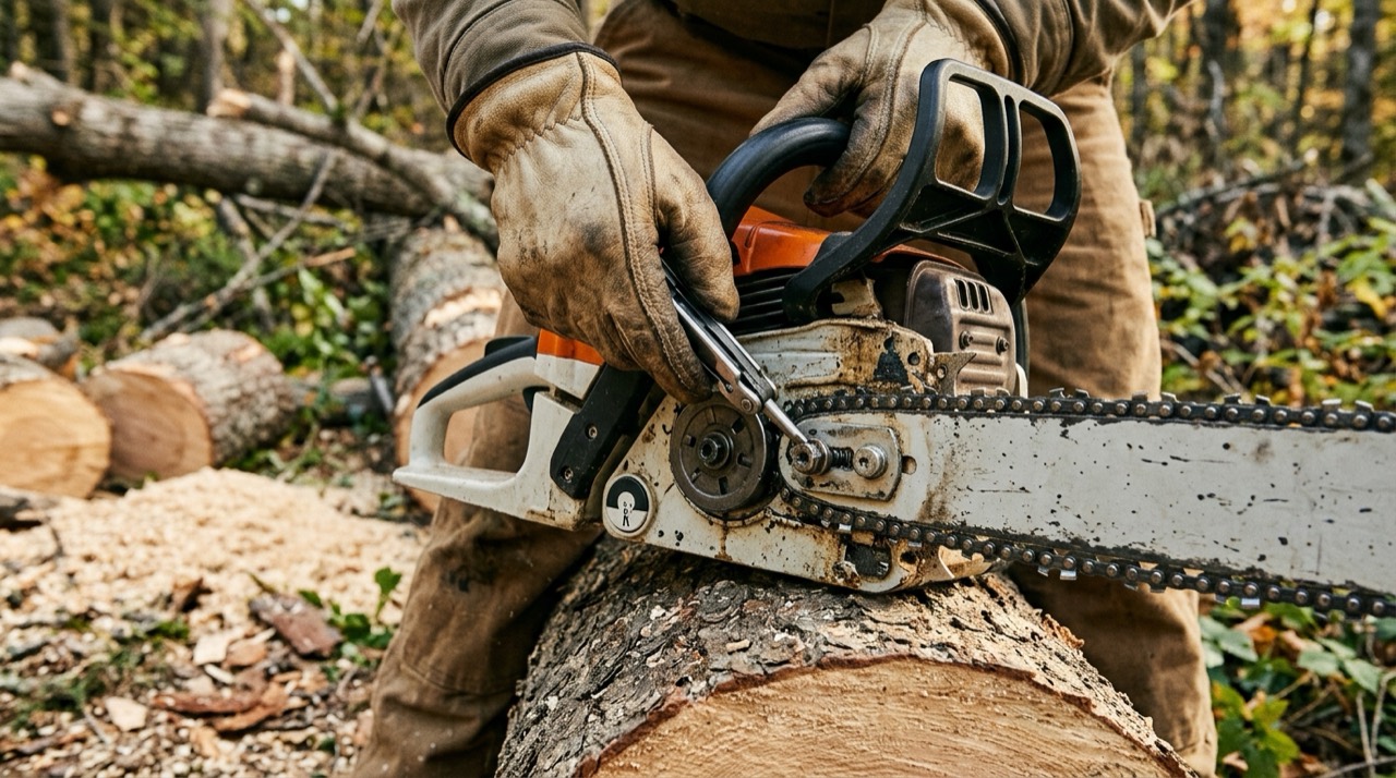 Best Gas Chainsaw — Person operating gas chainsaw ou