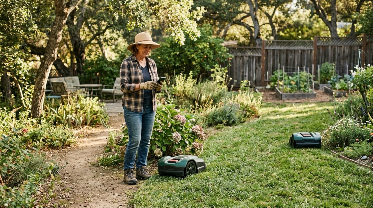 Person operating robot lawn mowers Best Robot Lawn Mower — Person operating robot lawn mowers