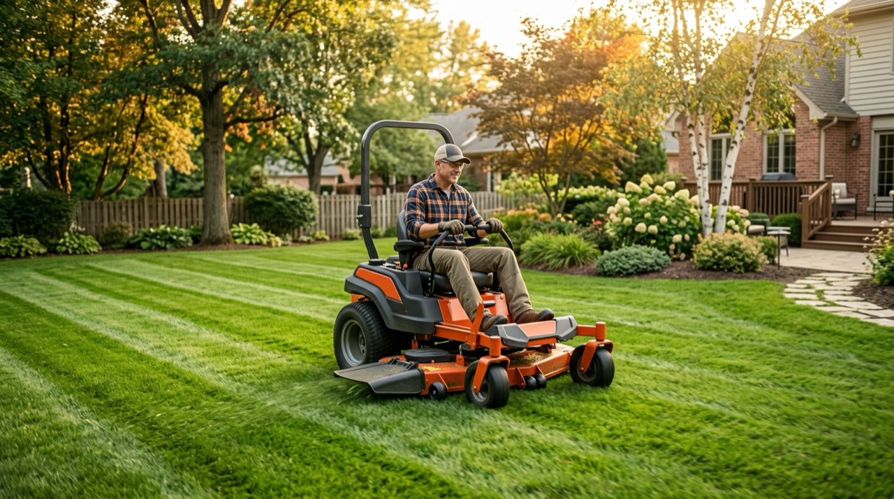 Slope Safety — Person operating zero turn mower