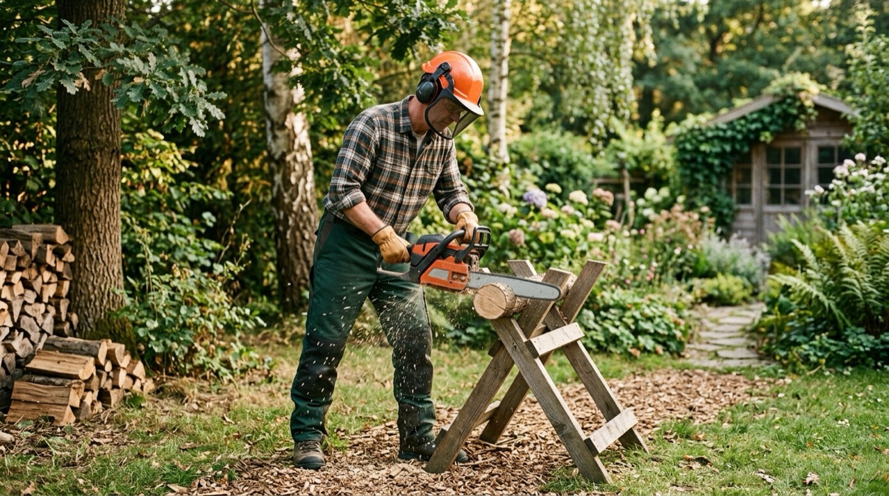 Chainsaw Bars — Person using chainsaw bars