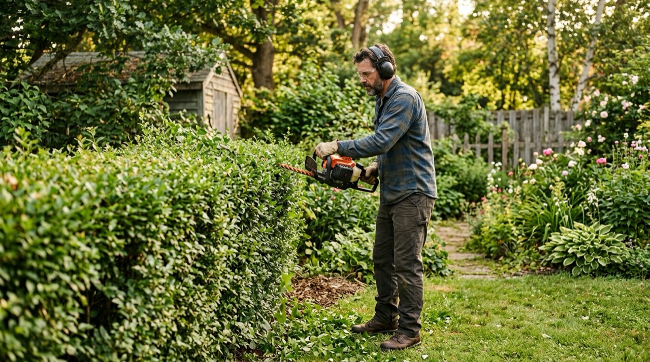 Best Hedge Trimmer — Person using hedge trimmers