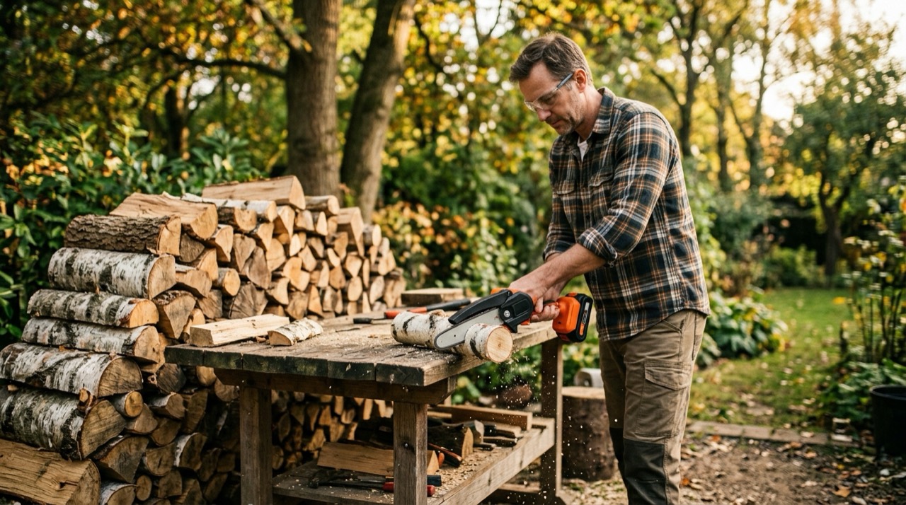 Mini Chainsaws — Person using mini chainsaw