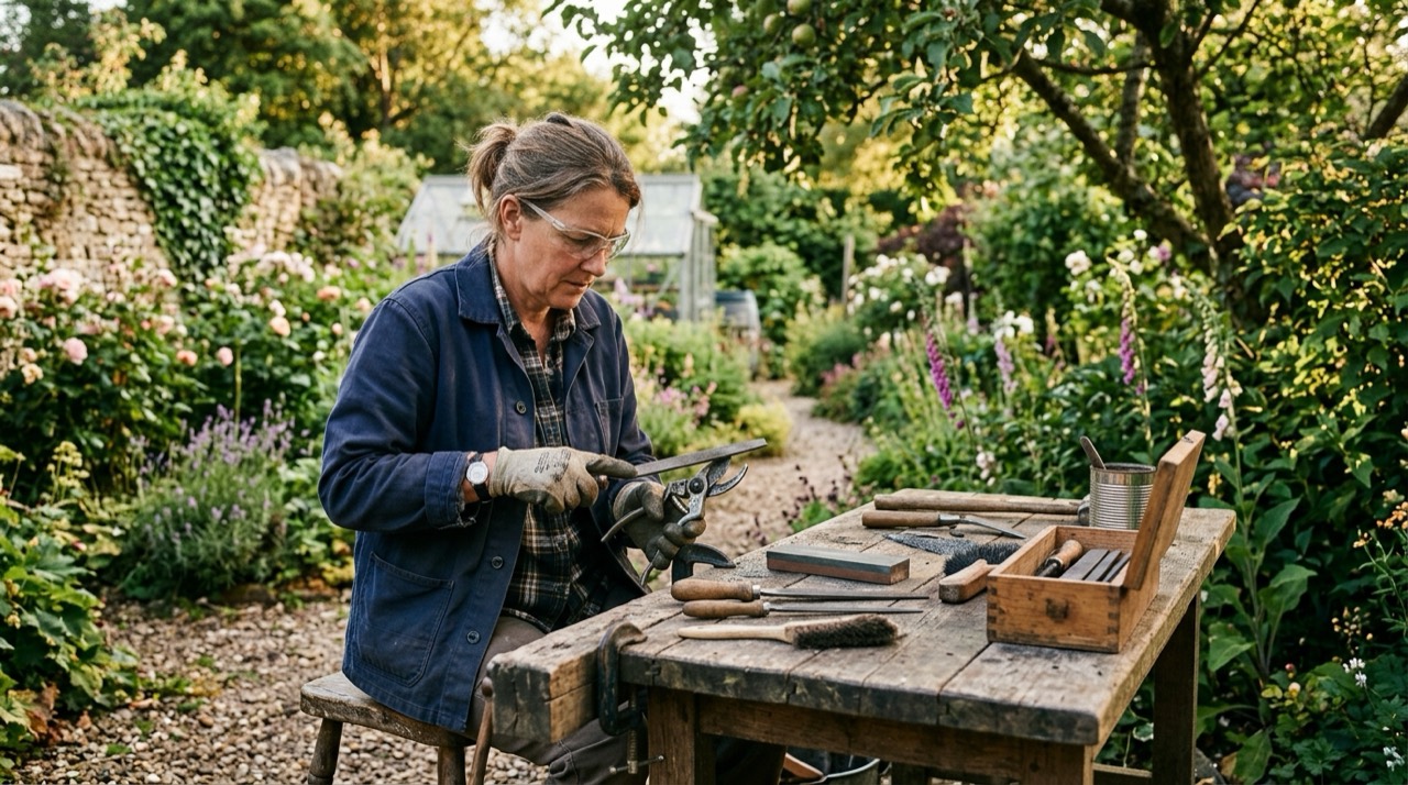 Person using sharpening tools Sharpening & Maintenance — Person using sharpening tools