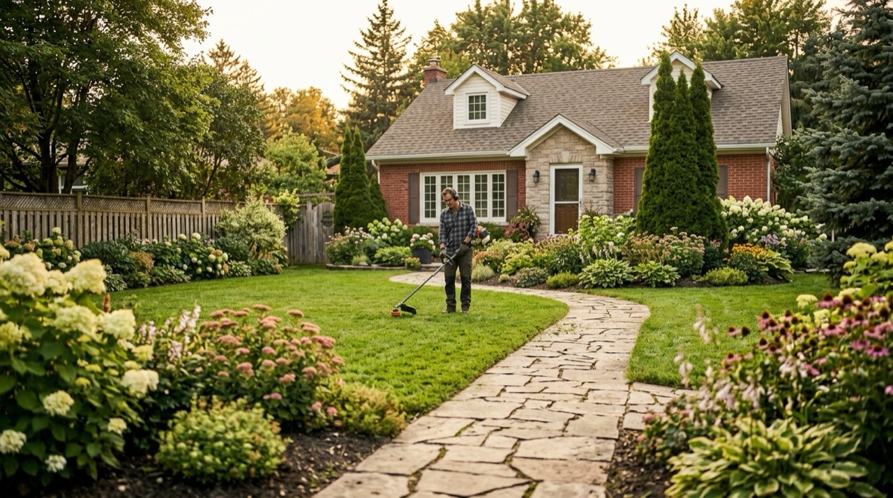 Person using string trimmer outd Best String Trimmer — Person using string trimmer outd