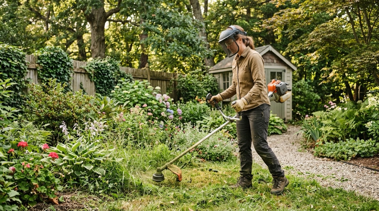 String Trimmers — Person using string trimmers