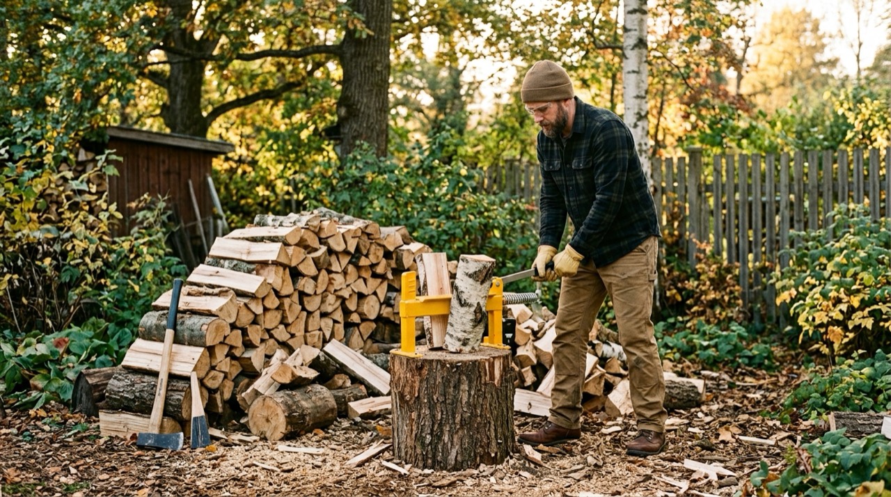 Best Gas Log Splitter — Person using wood splitter