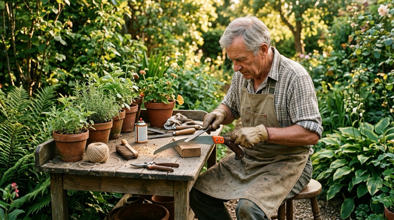 Pruning Saws — Pruning saw care on bench