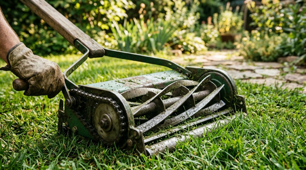 Push & Reel Mowers — Push reel mower working detail
