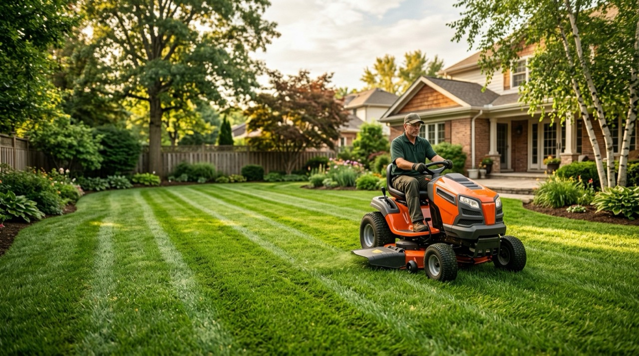 Riding Mowers & Tractors — Riding lawn mower in backyard 1