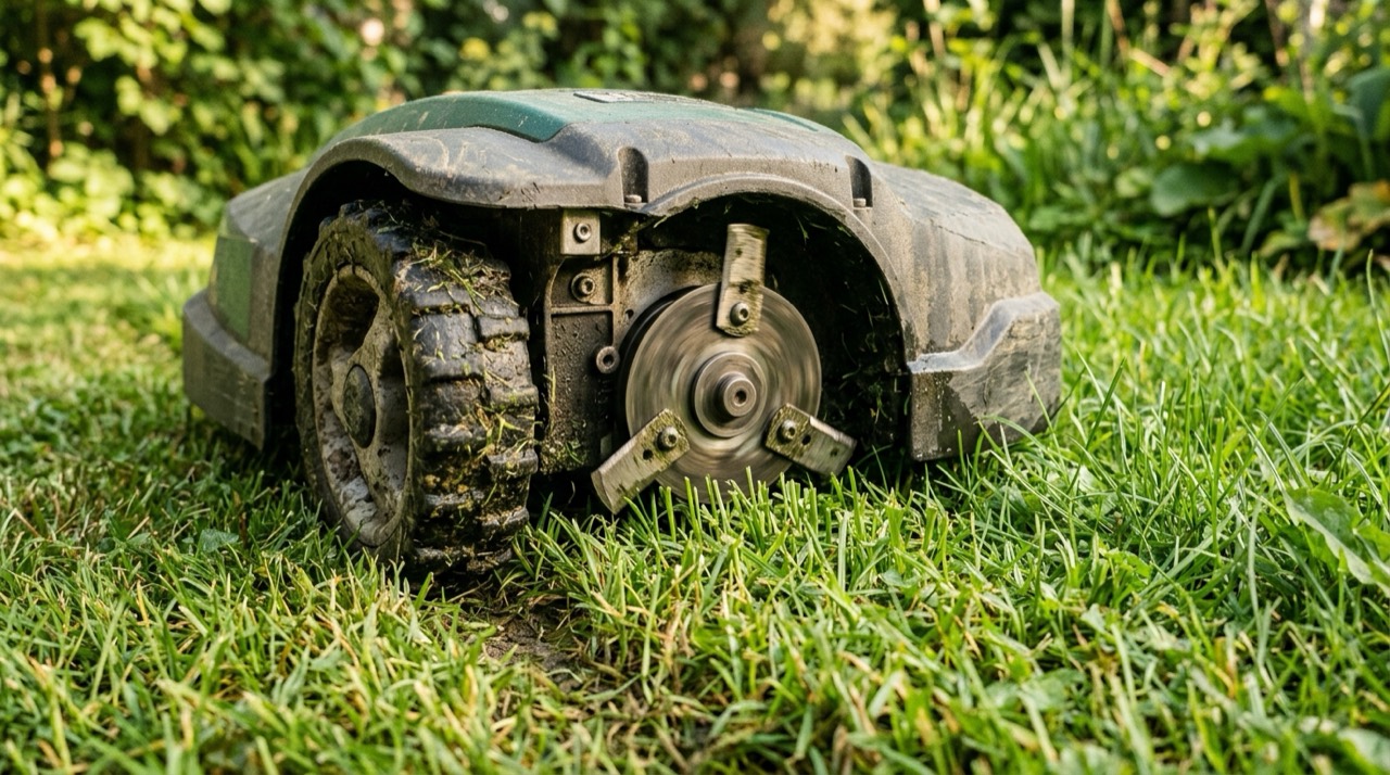 Setup, Security and Care — Robot lawn mower working outdoors