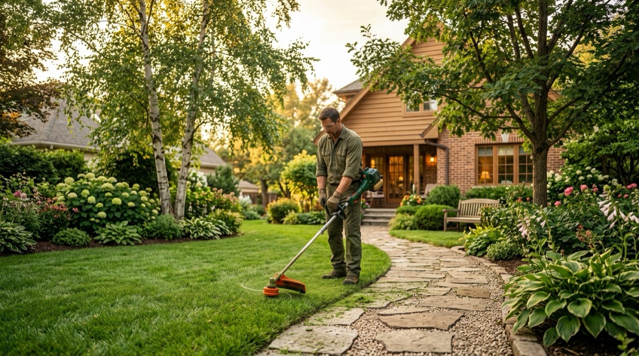 String Trimmers — String trimmer in use
