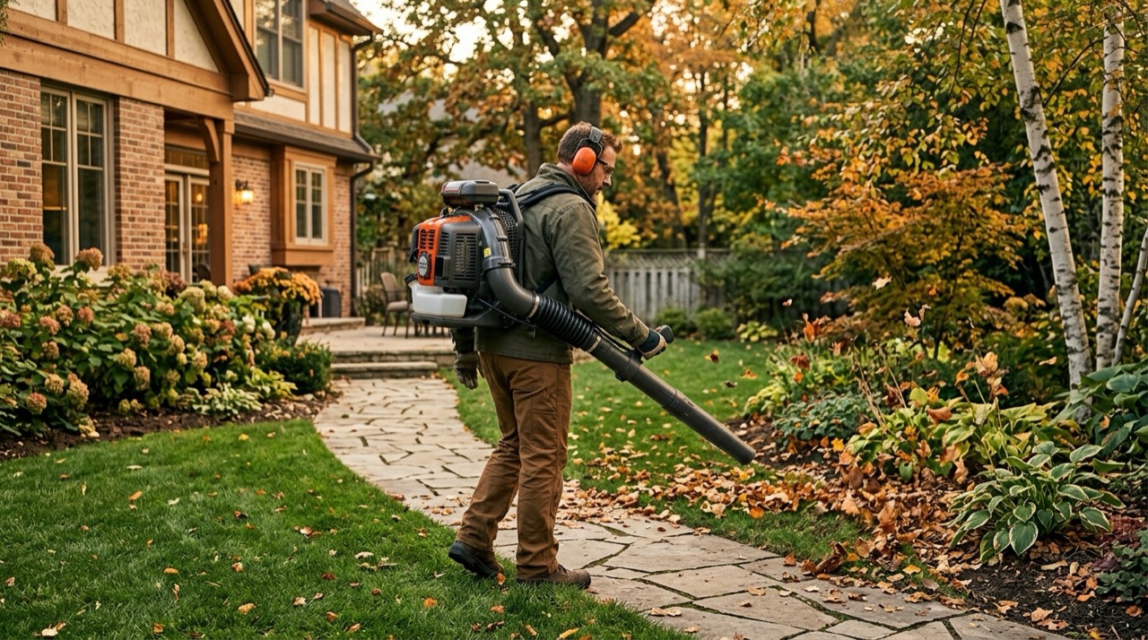 Gas Blower Care — Using backpack leaf blower in