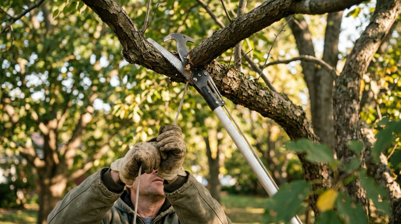 Using manual pole pruners outdoors 202609081324 2 Technique & Tool Care — Using manual pole pruners outdoors 202609081324 2