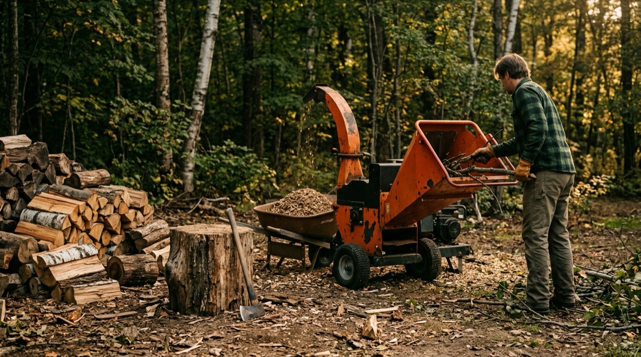 Best Wood Chipper — Wood chipper in rustic backyard